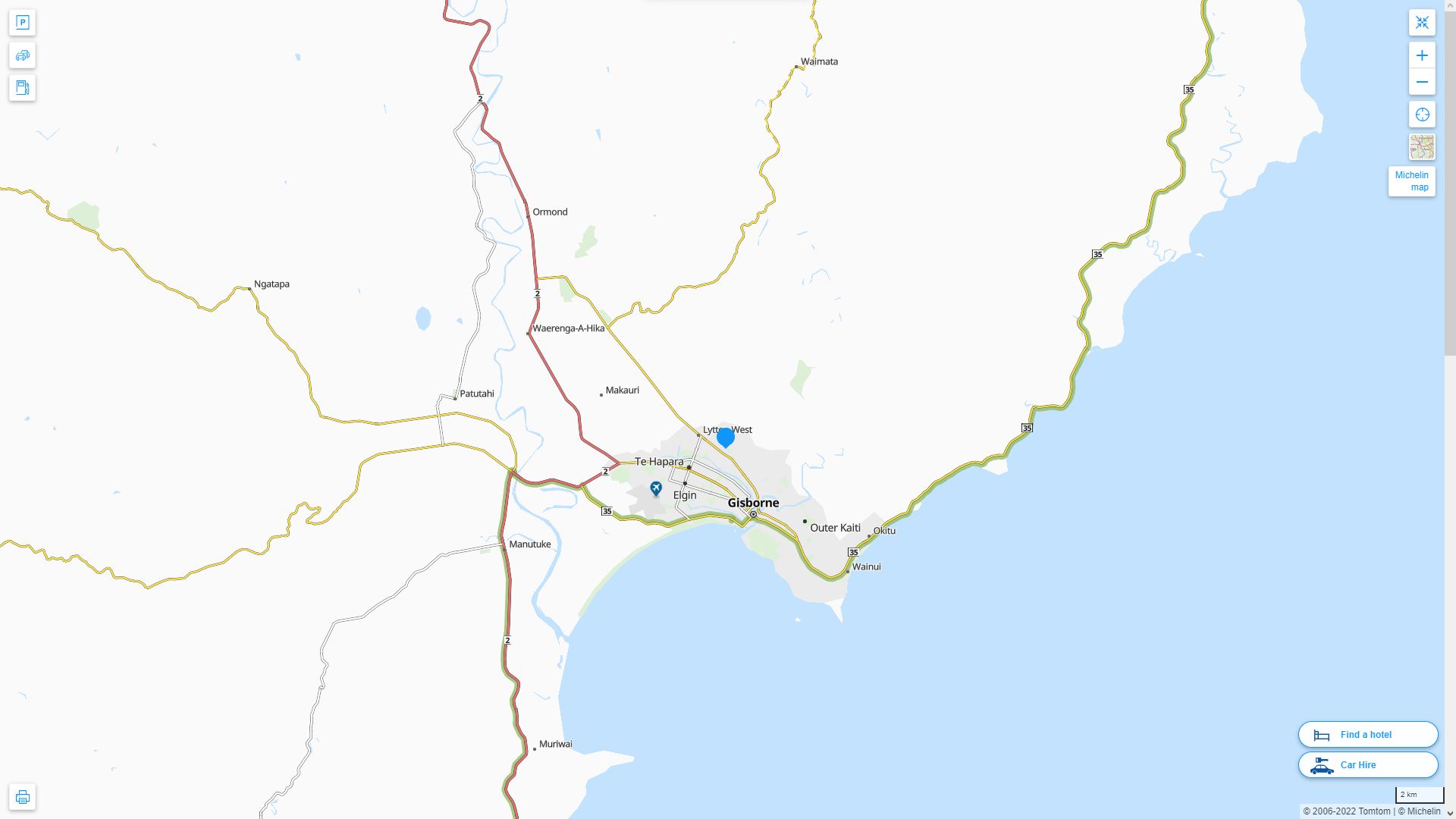 Gisborne Nouvelle Zelande Autoroute et carte routiere